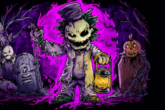 draw horror cartoons for mascot, sticker and tshirt design