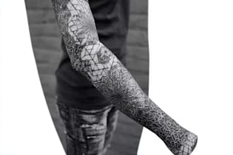 create sleeve tattoo design in geometric style