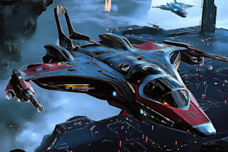 draw spaceship concept art or design a starship or scifi