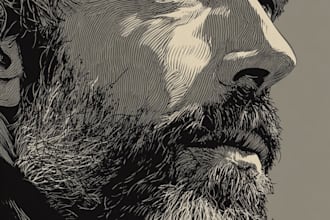 create a portrait print linocut style digital art