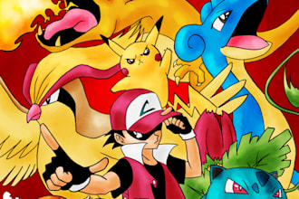 draw you as a pokemon trainer with your epic pokemon team