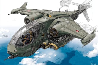 draw scifi futuristic vehicle aircraft spaceship for you