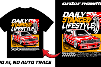 draw a car vector illustration for a tshirt design