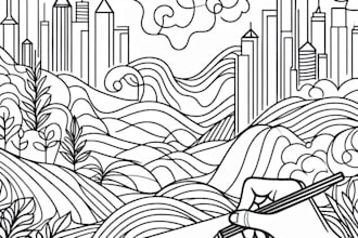 make a design printable abstract wall poster  line art