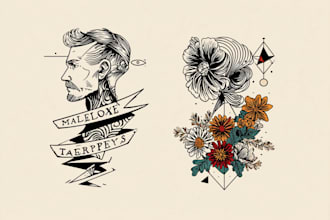 create minimalist line art tattoo with my style