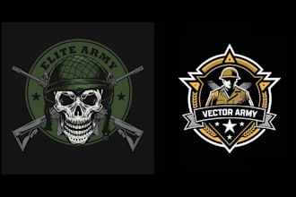 do modern army, military and skull logo or any graphics design