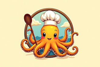 do awesome octopus, pate, animal mascot logo