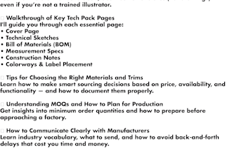 teach you how to build a tech pack and prepare for production