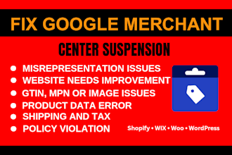 fix google merchant center misrepresentation, suspension and shopping ads