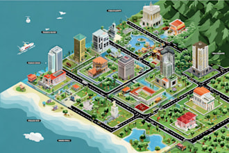 draw a unique vector or isometric map