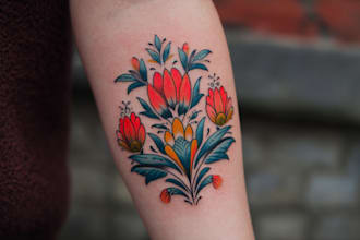 do traditional or old school style tattoo design