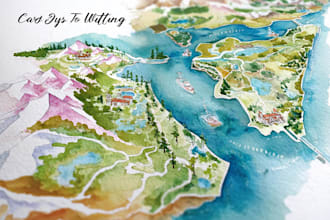 create a custom wedding map watercolor style