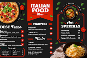 do professional restaurant menu design, food menu or digital menu