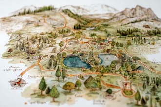 create a detailed watercolor map illustration of your city