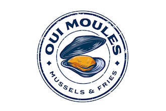 make an amazing mussels fries, friendly dental, ship vintage logo design