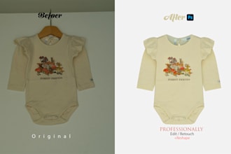 clothing products photo edit and retouch color correction and reshaping