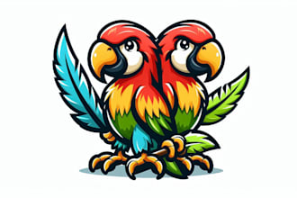 make an amazing parrot mascot logo design with free vector