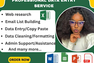be virtual assistant for data entry formatting typing web research admin support