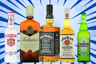 design vodka gin wine whiskey beer tequila rum spirit mead water label and logo