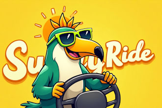 create toucan driving mascot logo for you in one day