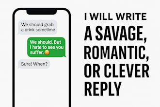 write savage, romantic or clever replies for your dm or whatsapp chat