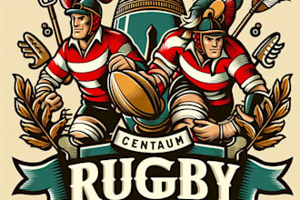 design high quality vintage cartoon rugby team logo with unlimited revision
