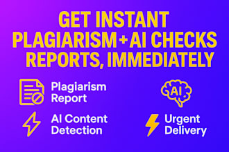 provide urgent plagiarism reports, ai checks for your documents