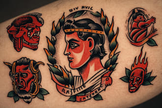 create awesome old school tattoo style design