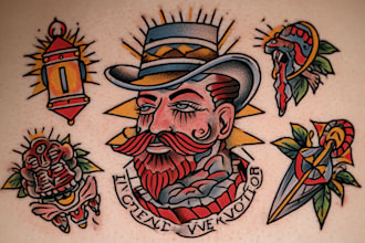 create old school or traditional tattoo design