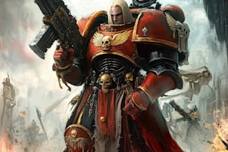 make a warhammer 40k character art and illustration