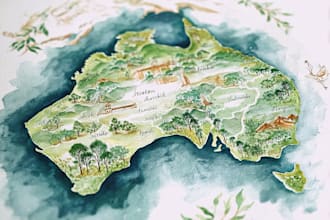 design elegant hand painted watercolor maps for events