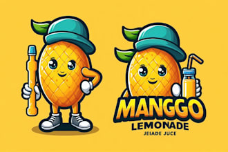 create mango lemonade juice mascot logo for you with my on creativity