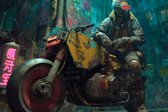 create concept art of cyberpunk and streetpunk illustration
