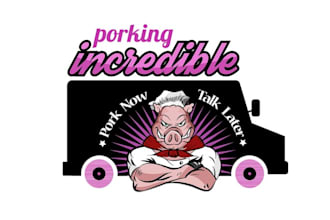 design minimal conservative BBQ food truck logo