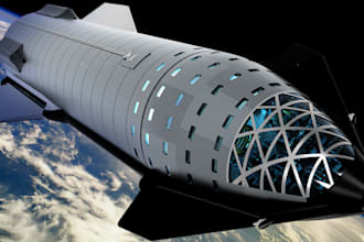 create sci 3d spaceship model, hard surface, animation, spaceship and aircraft