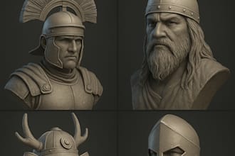 sculpt 3d head models, busts, historical masks, action figures for 3d printing
