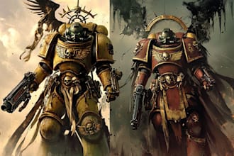 make a warhammer 40k character art with amazing quality