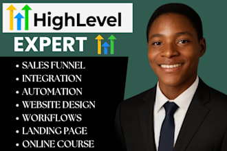 design ghl landing pages, set up CRM, pipelines and automations