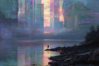 do album artwork cyberpunk brutalism glitch art