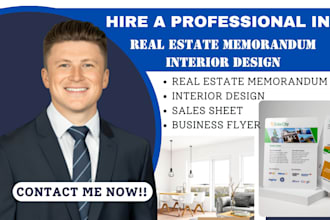 do business flyer, interior design, sales sheet, real estate offering memorandum