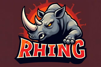 design awesome modern angry rhino mascot logo only 15 hours