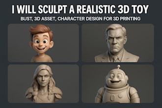 sculpt a realistic 3d toy, bust, 3d asset, character design for 3d printing
