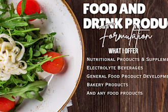 formulate food, beverages, juice and energy drink for recipe development