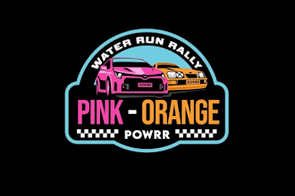 design pink orange water run rally logo