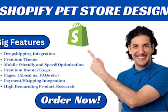 setup shopify pet store and design shopify dropshipping pet accessories website