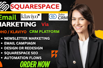 setup squarespace email marketing via zoho klaviyo automation flows campaign SEO