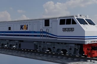 custom 3d realistic train, locomotive, rail vehicle,exterior rendering, commuter