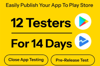 your app app tester 12 testers google play 20 testers QA testing bubble io adalo