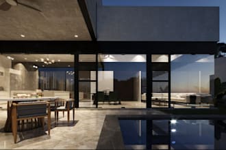 model 3d villa, cgi exterior lighting, render night view,cgi partion,3d printing