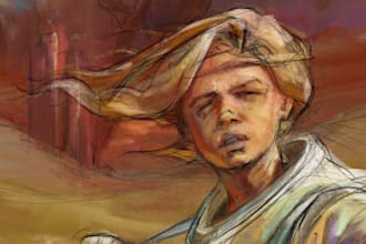 draw realistic oil painting digital portrait from any photo